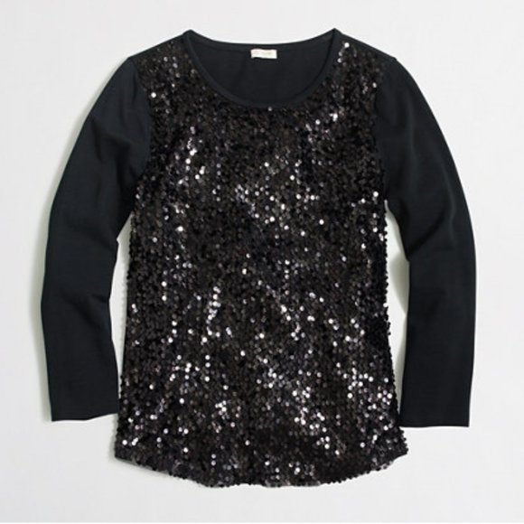 J. Crew Sequin Front Long Sleeve Top - Picture 1 of 4
